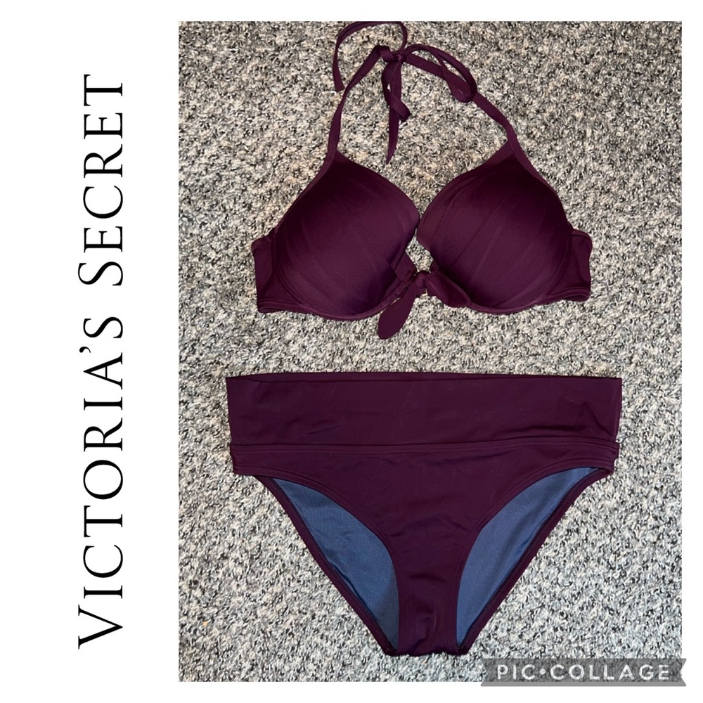 VICTORIAS SECRET Burgundy Two Piece Bikini 36D/Large